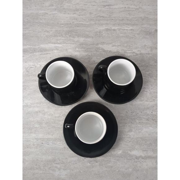 Set‎ of 3 Signature Housewares Inc. Cup & Saucers, Espresso Cups, Back & White - Picture 3 of 10